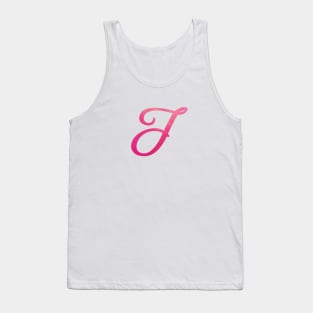 Letter J Monogram, Pink Color Personalized Design Tank Top